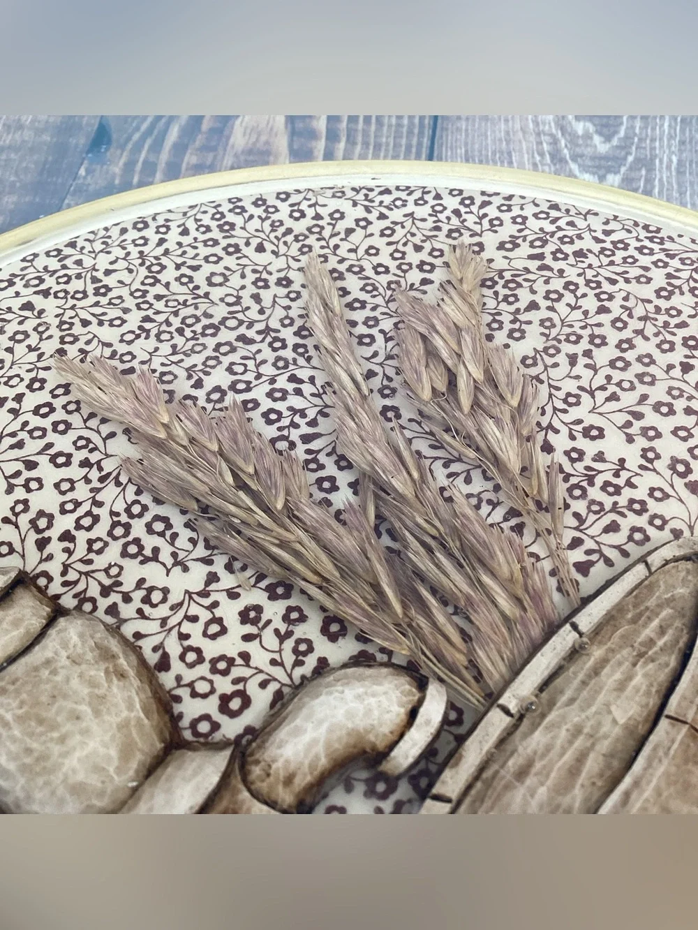 Vintage Lucite Acrylic Trivet 1970’s Dried Wheat 8” Round
